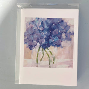 "Hydrangeas": Boxed set  of 8 premium folded notecards & envelopes