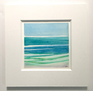 Peaceful Sea, original watercolor, 4.25"x4.25"