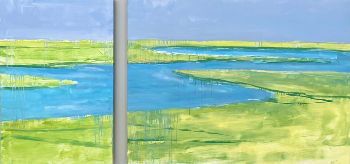 Joy Emerging, 36x72, diptych